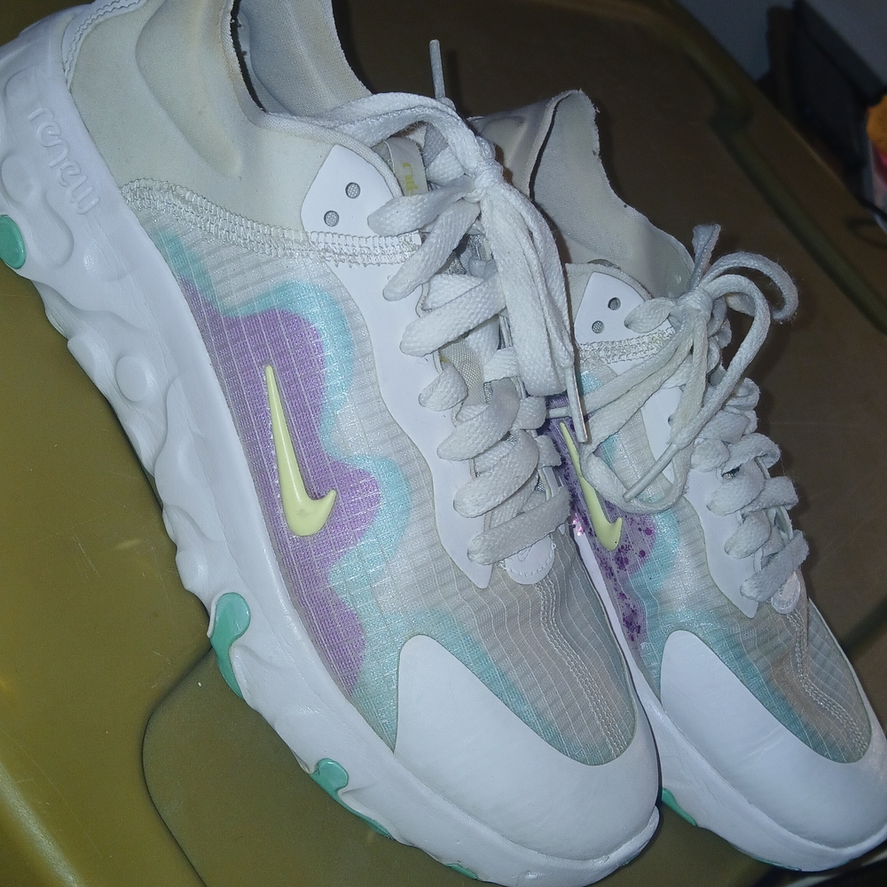 Women's White and Pastel Nike Sneakers
